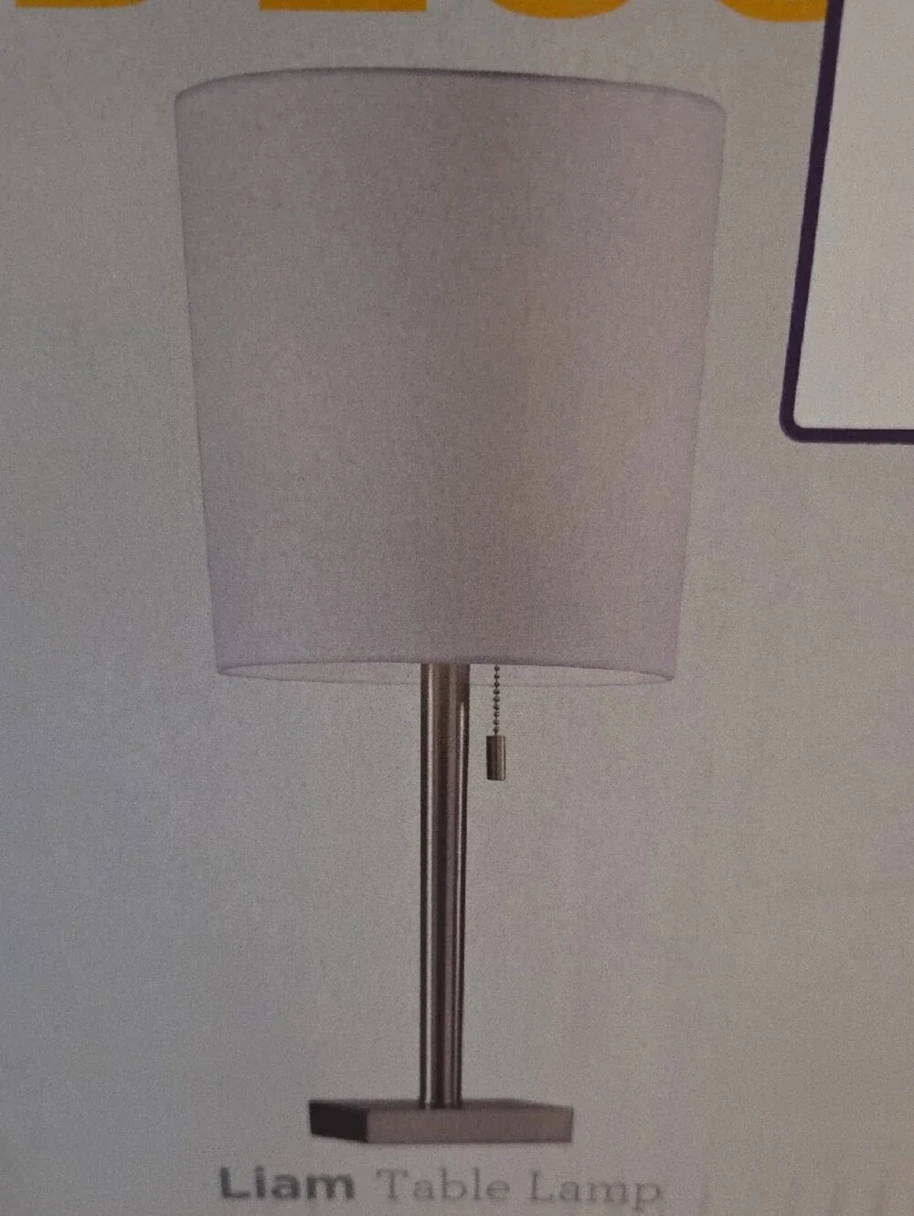 White Liam Table Lamp - Brushed Steel Finish